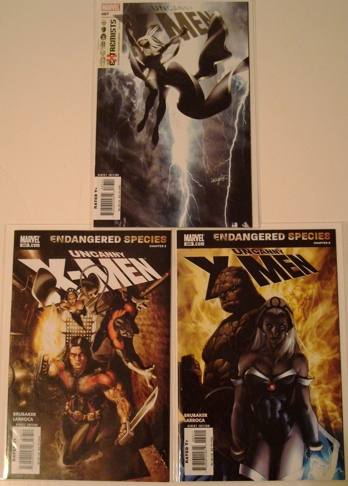 Uncanny X-Men 487, 488, 489, 492, 494, Endangered Species Brubaker --0