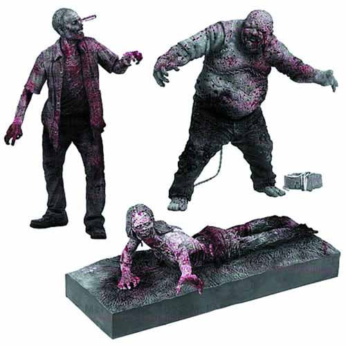Walking Dead TV B&W Zombie Action Figure 3-Pack Case --0