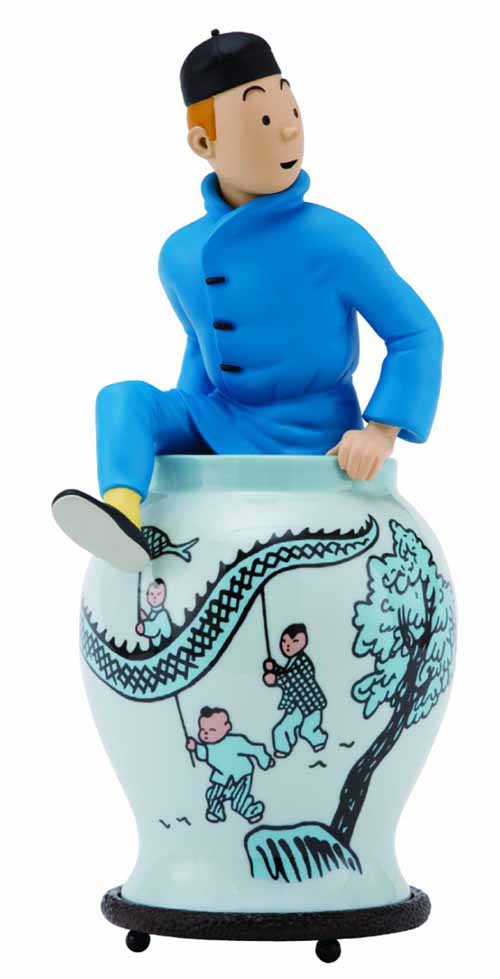 Tintin Climbing Out Of Vase Limited Ed Resin Figurine --0