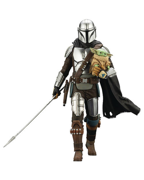 Star Wars Mandalorian And Grogu with Beskar Staff ARTFX PVC Statue --6