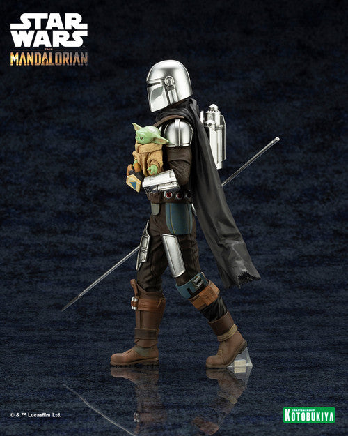 Star Wars Mandalorian And Grogu with Beskar Staff ARTFX PVC Statue --3