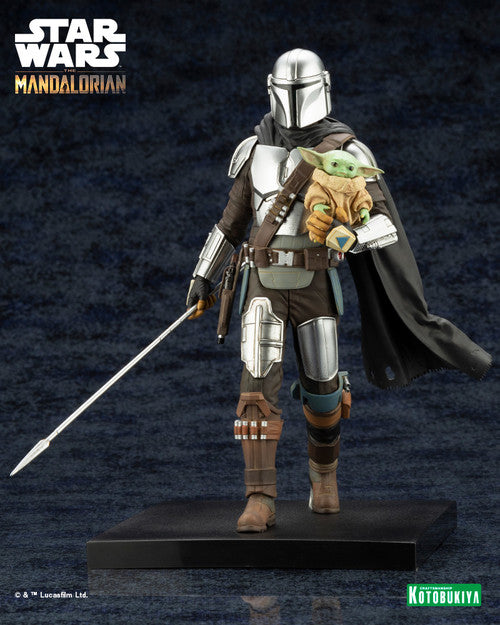 Star Wars Mandalorian And Grogu with Beskar Staff ARTFX PVC Statue --0