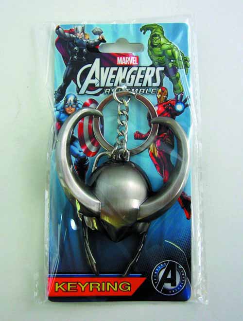 Loki Helmet Symbol Pewter Keyring -- Marvel Comics --0