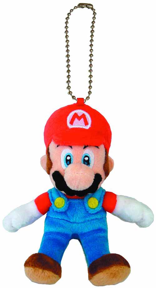 Super Mario Bros Mario 5in Plush Keychain -- Nintendo --0