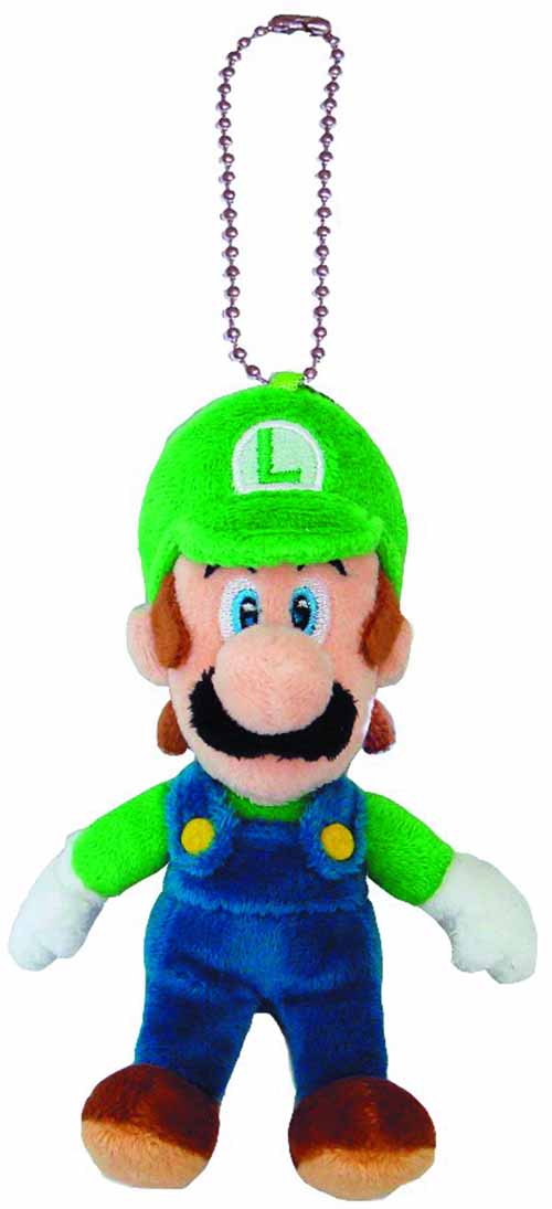 Super Mario Bros Luigi 5in Plush Keychain -- Nintendo --0