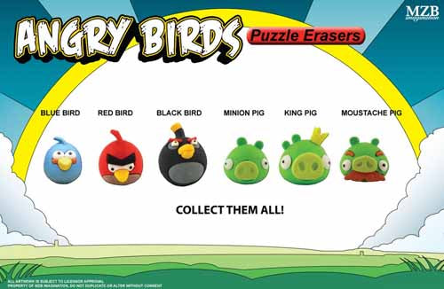 Angry Birds 3-Pk Puzzle Eraser 12-Pc Assortment --0