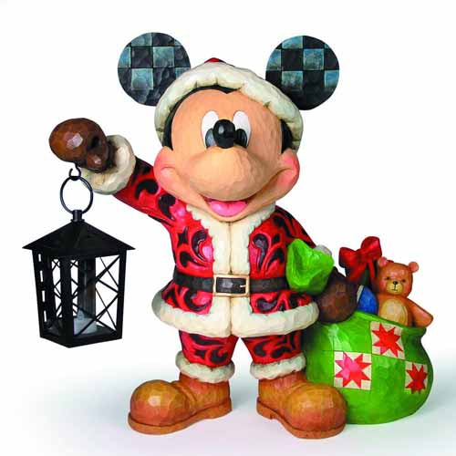 Disney Traditions Santa Mickey Holding Lantern Figure --0