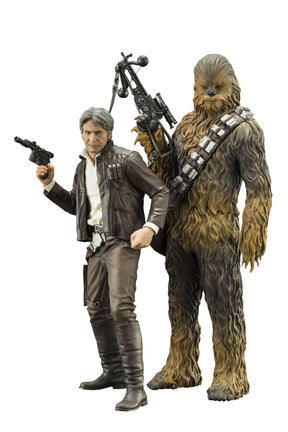 Star Wars Ep7 Force Awakens Han Solo & Chewbacca ARTFX+ Statue 2pk --0