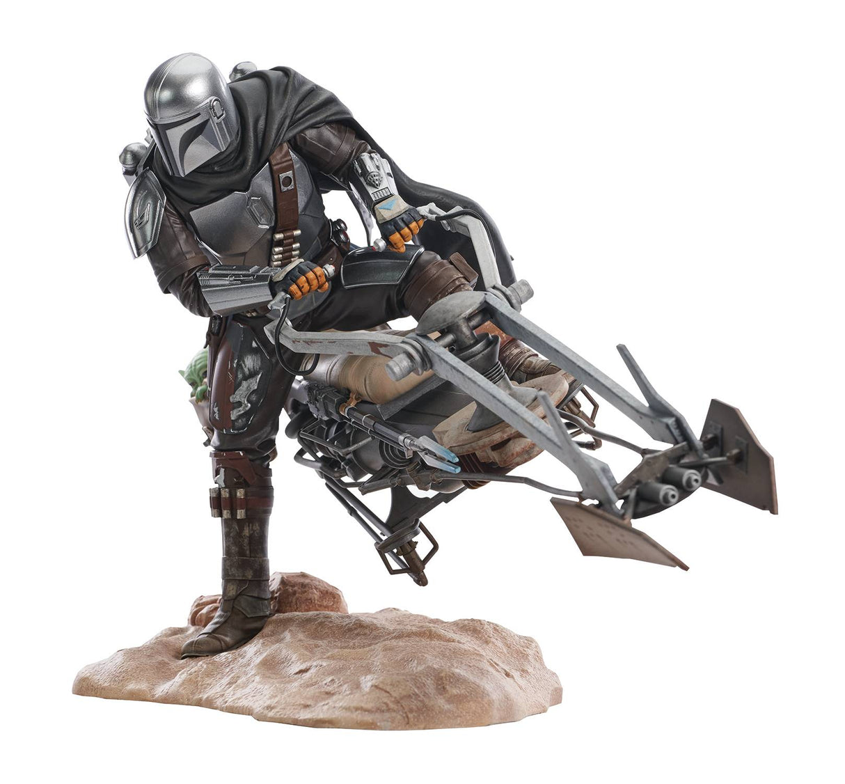 Star Wars Mandalorian Din Djarin w/ Speeder Bike Statue Gentle Giant --0