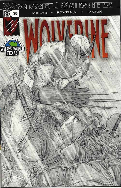 Wolverine 20 John Romita Jr Sketch Variant Wizard World Texas Millar --0